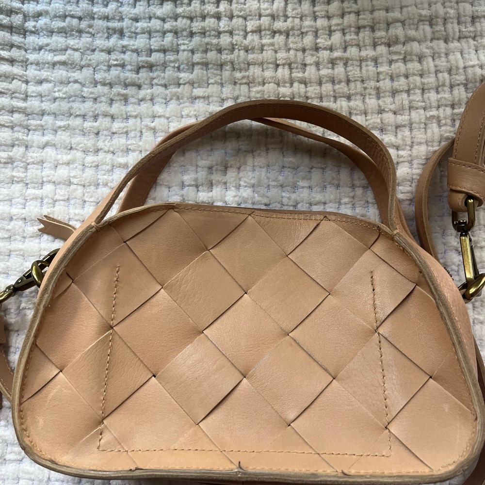 Madewell Woven Leather Crossbody Bag in Tan